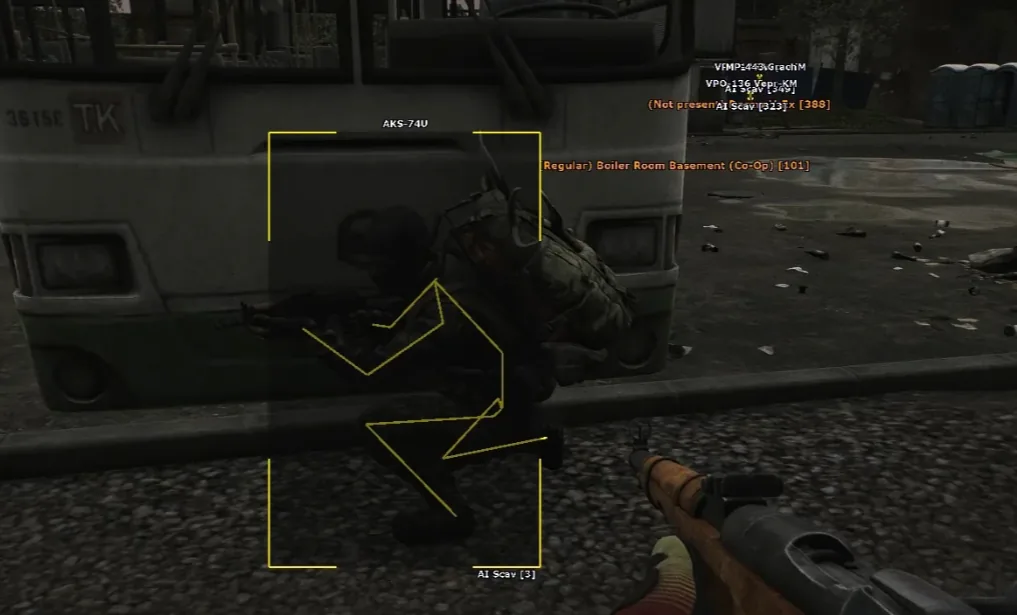 Raid combat overlay with Tarkov Cheats on Windows PC